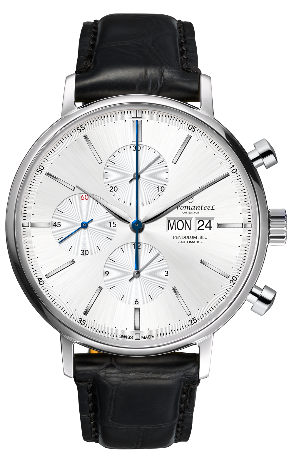 Swiss Made men s Automatic Chrono watch White Diameter 42mm